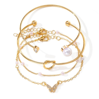 4Pcs Golden Butterfly Bracelet set_img_2