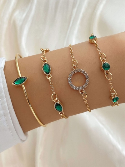 4Pcs Green stone Bracelet Set_img_0