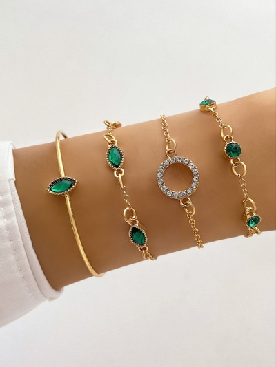 4Pcs Green stone Bracelet Set_img_3