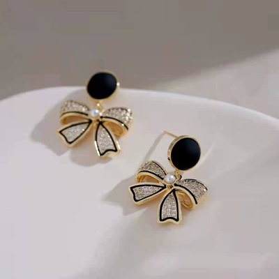 Korean Black Bow Earrings 🖤_img_4