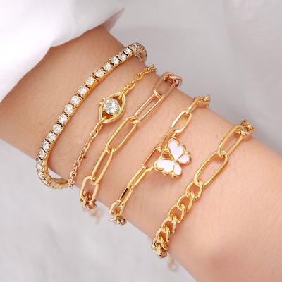 Golden stone Butterfly Bracelet Set (5Pcs)_img_0