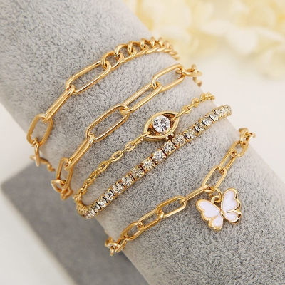 Golden stone Butterfly Bracelet Set (5Pcs)_img_1