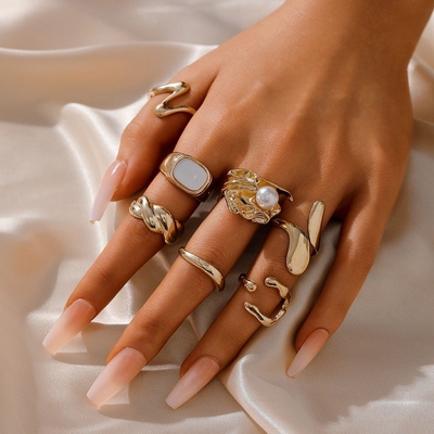 Elegant Pretty golden ringset (7Pcs/set)_img_0