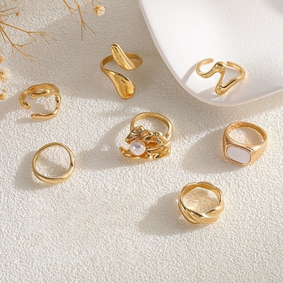 Elegant Pretty golden ringset (7Pcs/set)_img_3