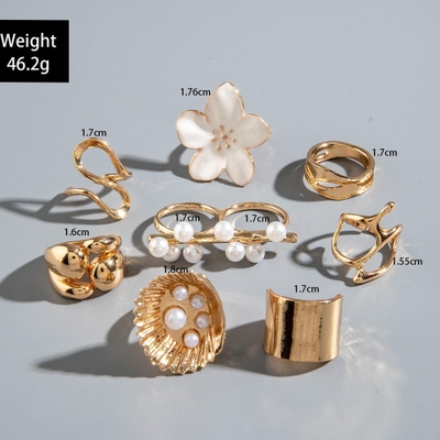 8Pcs Gold Plated Elegant Ring set combo_img_4