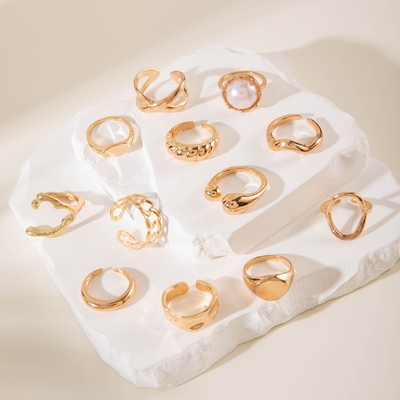 Gold Plated Beautiful  Combo Rings Set (12-Pcs)_img_3