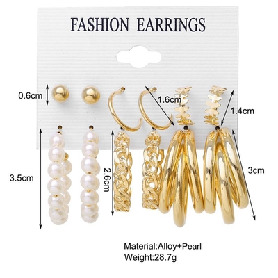 6Pairs Golden Hoop Earrings Set_img_3