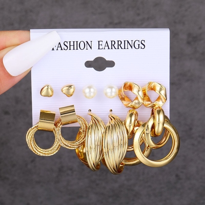 Trending golden earring set (6Pairs)_img_1