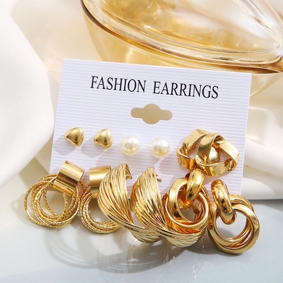 Trending golden earring set (6Pairs)_img_2