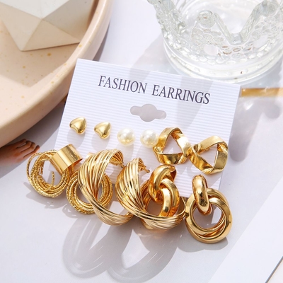 Trending golden earring set (6Pairs)_img_0