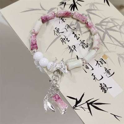 japanese style pink Bamboo Butterfly Bracelet_img_0