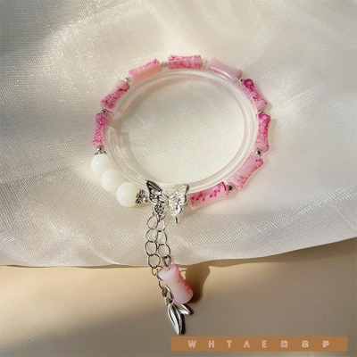japanese style pink Bamboo Butterfly Bracelet_img_2