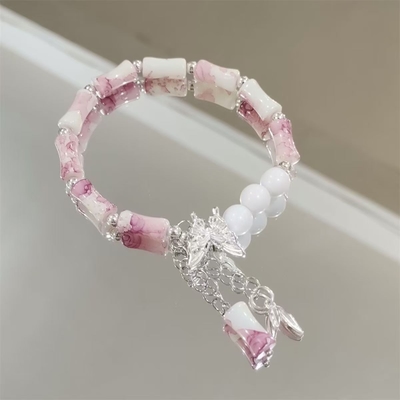 japanese style pink Bamboo Butterfly Bracelet_img_1
