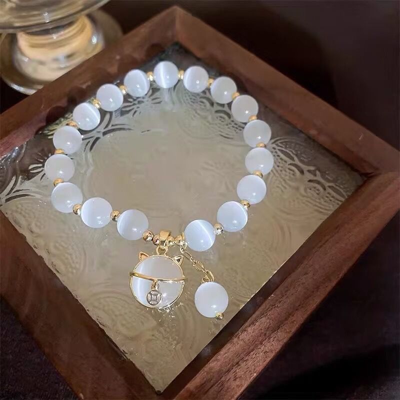 White Kitty stone bracelet_img_2