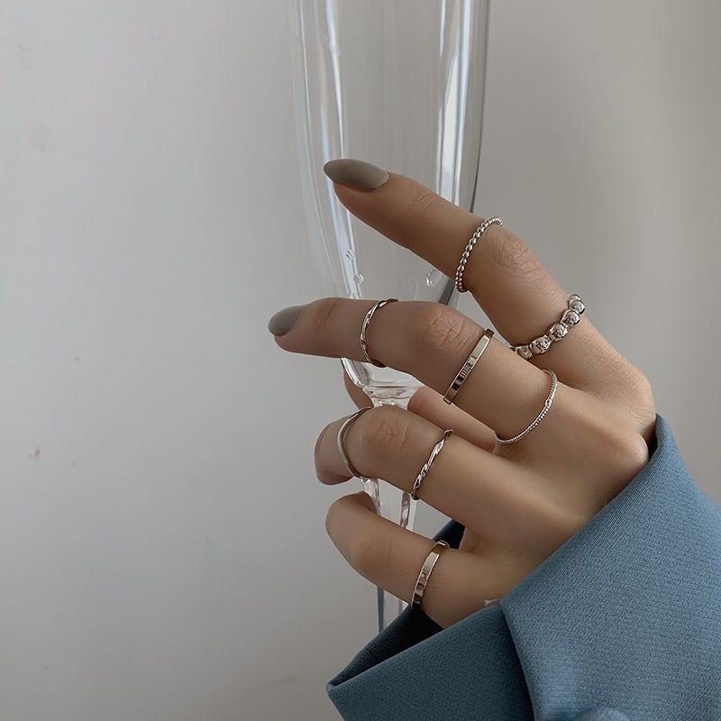 8pcs silver ring set(free size)
