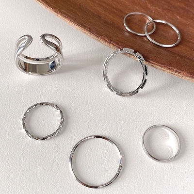 7pcs silver ring set 🤍_img_1