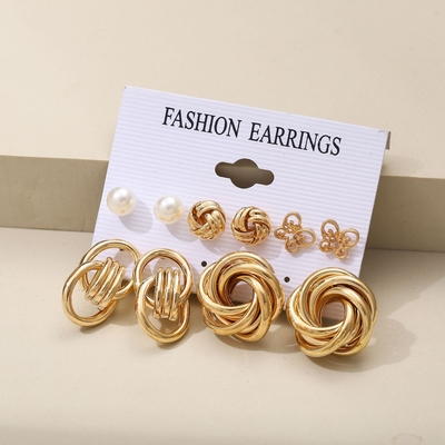 6pairs Golden Elegant  Earring set_img_5