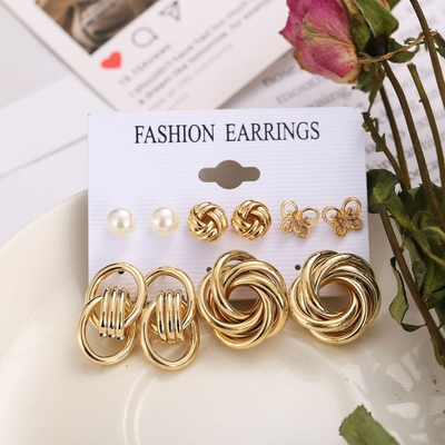 6pairs Golden Elegant  Earring set_img_6
