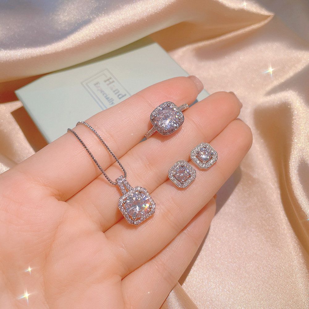 Crystal Dimond cut Necklace Earrings Ring set