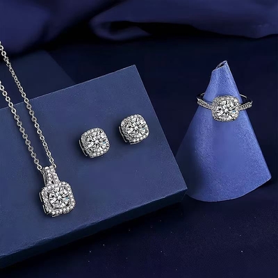 Crystal Dimond cut Necklace Earrings Ring set_img_1
