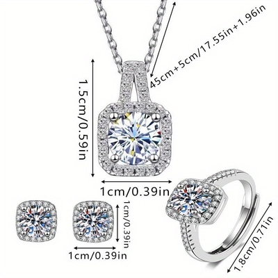 Crystal Dimond cut Necklace Earrings Ring set_img_6