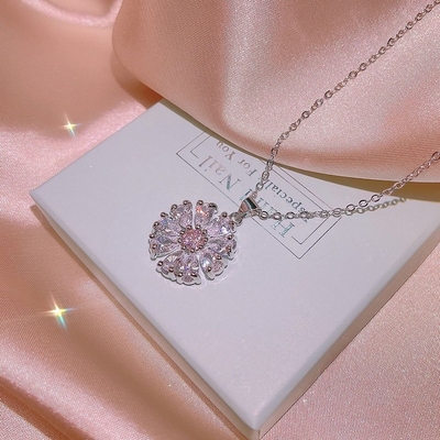 Pink Cubic Zirconia Snowflake Necklace/Earrings/Ring_img_2