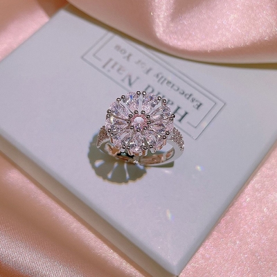 Pink Cubic Zirconia Snowflake Necklace/Earrings/Ring_img_3