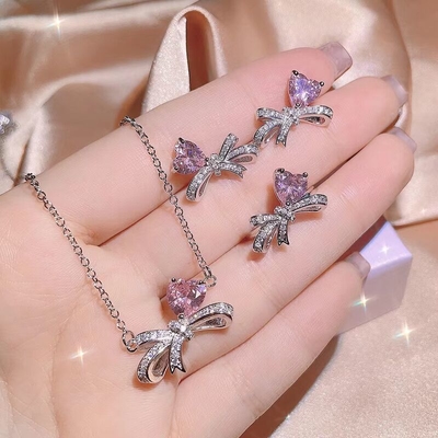 Bow Zirconia Jewellery Three Pieces Set 💕✨_img_0