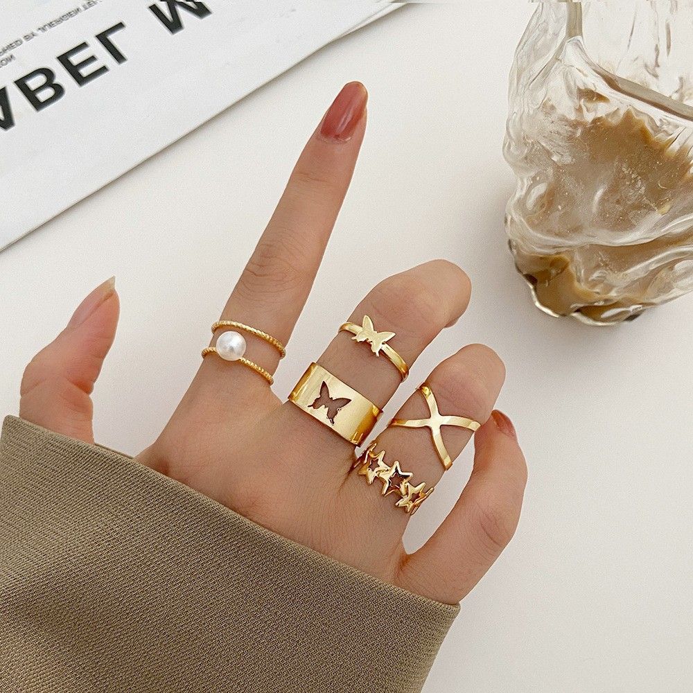 5pcs butterfly ring set