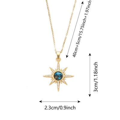 Zircon Moon Planet Pendant Necklace💖_img_5