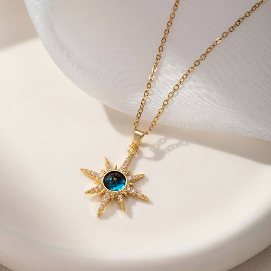 Zircon Moon Planet Pendant Necklace💖