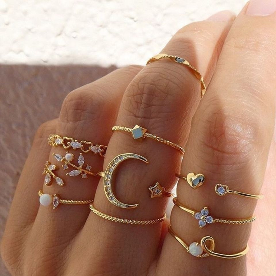 Golden Moon ring set (10pcs)