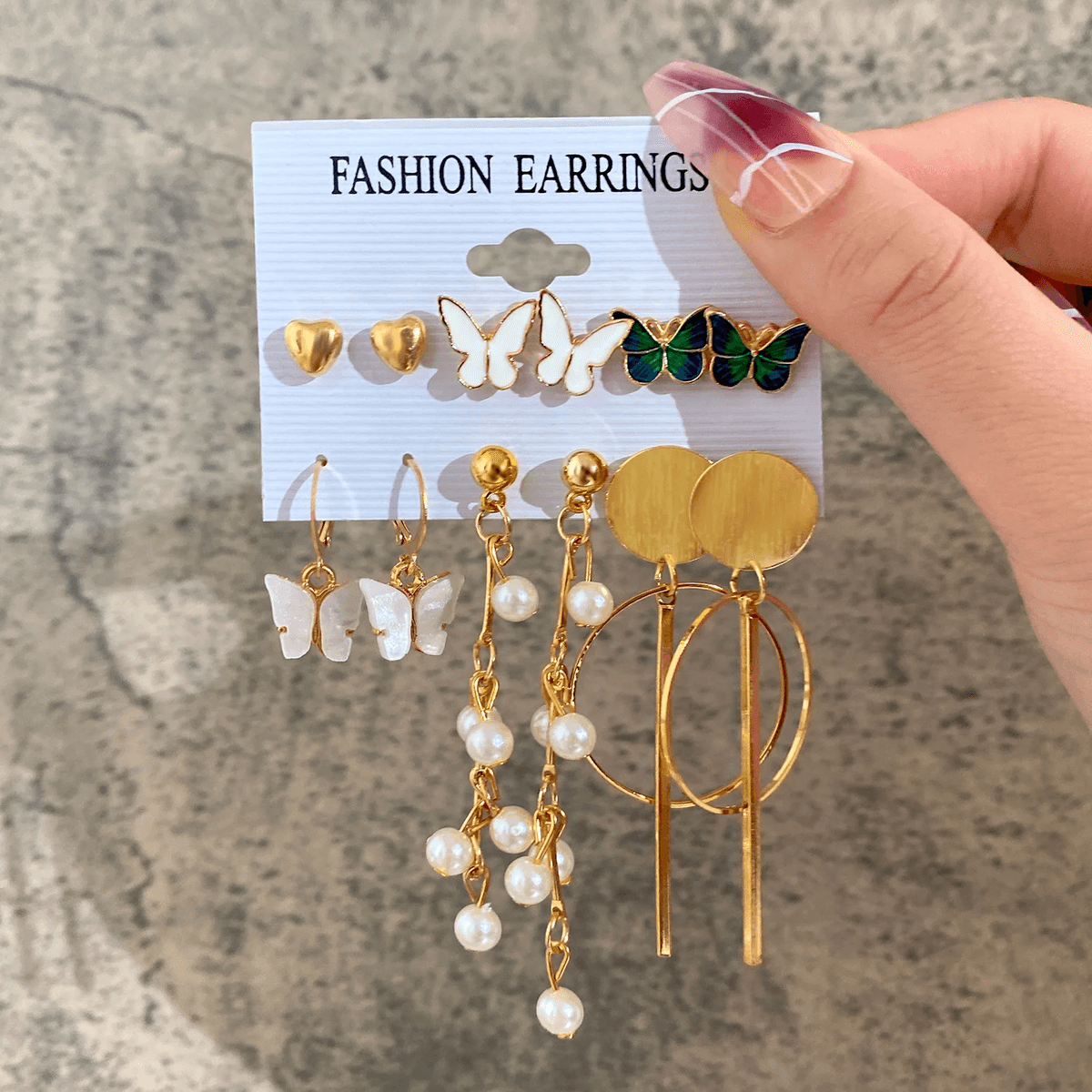 6pairs butterfly Hoop Style Earring Set
