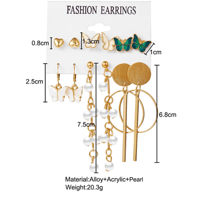 6pairs butterfly Hoop Style Earring Set_img_4