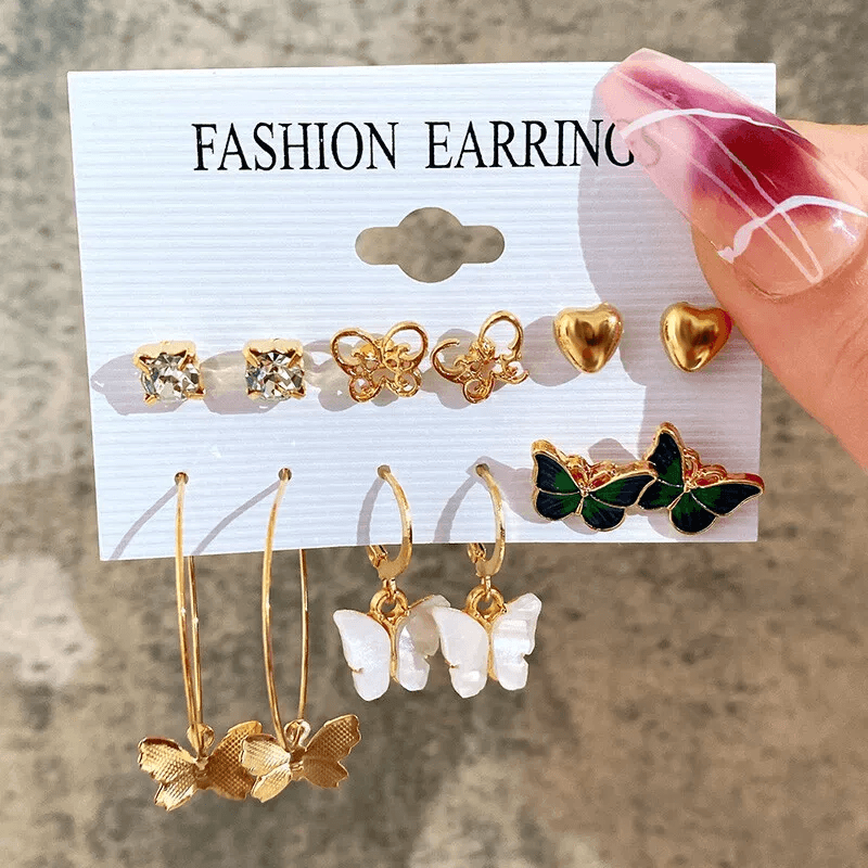 6pairs butterfly Style Earring Set