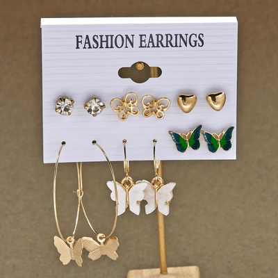 6pairs butterfly Style Earring Set_img_2