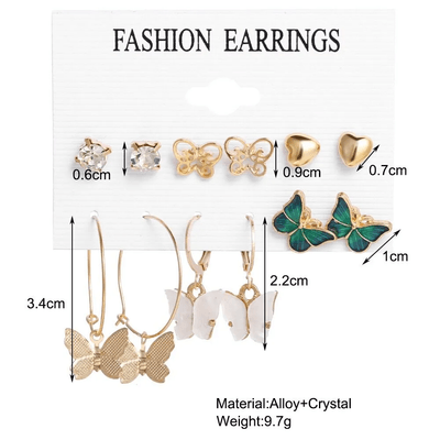 6pairs butterfly Style Earring Set_img_5