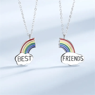 2 pcs/set Charm Best Friends Rainbow Pendant_img_0