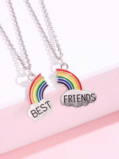 2 pcs/set Charm Best Friends Rainbow Pendant_img_2