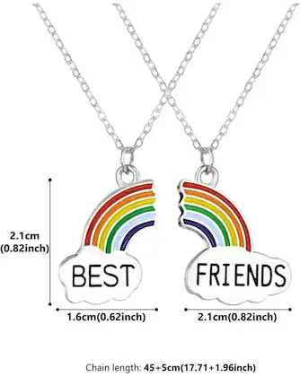 2 pcs/set Charm Best Friends Rainbow Pendant_img_4