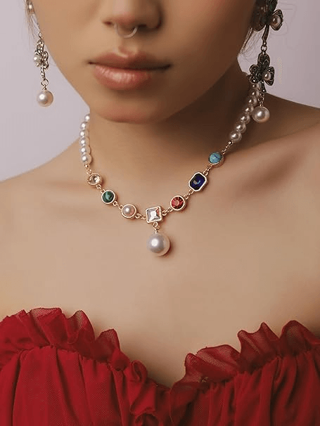 Victorian Statement Chunky Cluster Pearl Choker Necklace