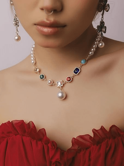 Victorian Statement Chunky Cluster Pearl Choker Necklace_img_0