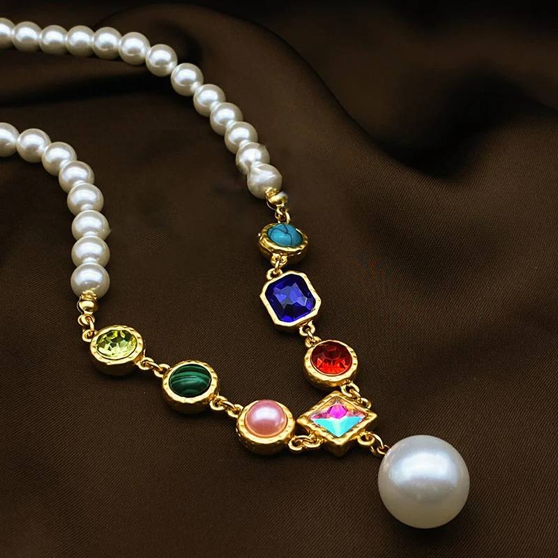 Victorian Statement Chunky Cluster Pearl Choker Necklace_img_2