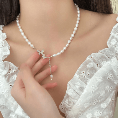 Imitation Pearl Butterfly Necklace_img_0