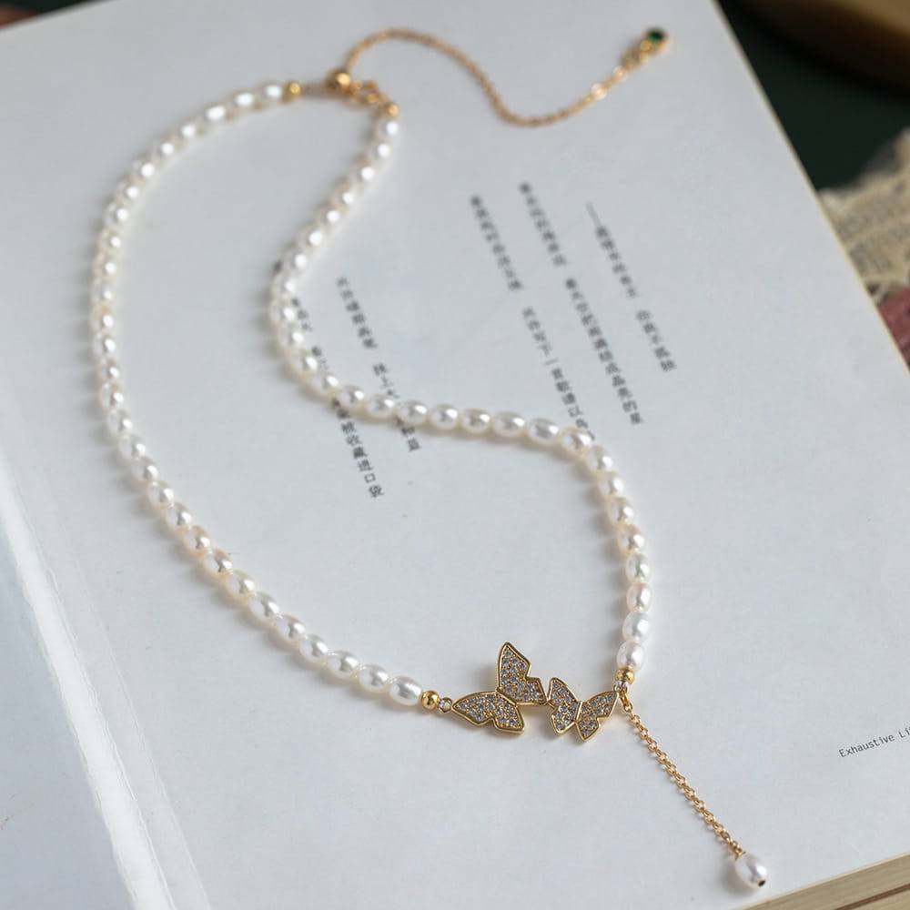 Imitation Pearl Butterfly Necklace_img_1