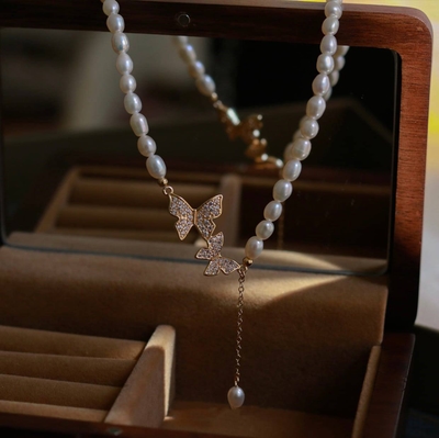 Imitation Pearl Butterfly Necklace_img_3