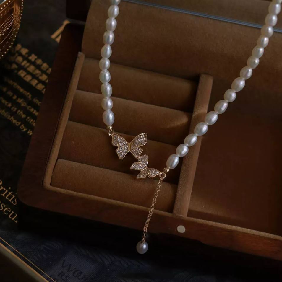 Imitation Pearl Butterfly Necklace_img_4