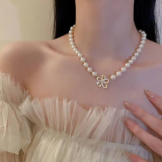 Camellia Pearls Flower Long Necklace_img_2