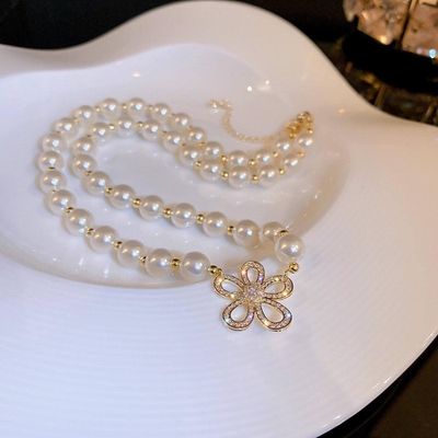Camellia Pearls Flower Long Necklace_img_4
