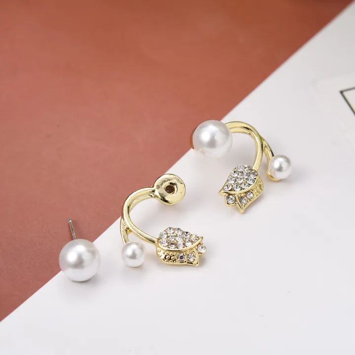 French Luxury Crystal Tulip Flower Stud Earrings_img_5